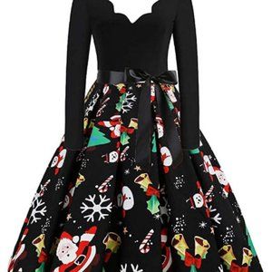Christmas Print Flare Dress